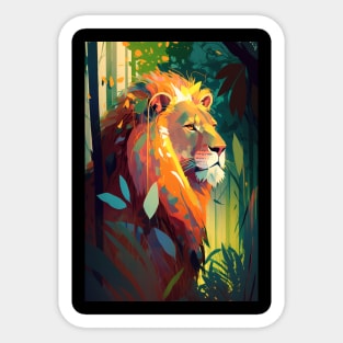 Lion Animal Portrait Painting Wildlife Outdoors Adventure Sticker